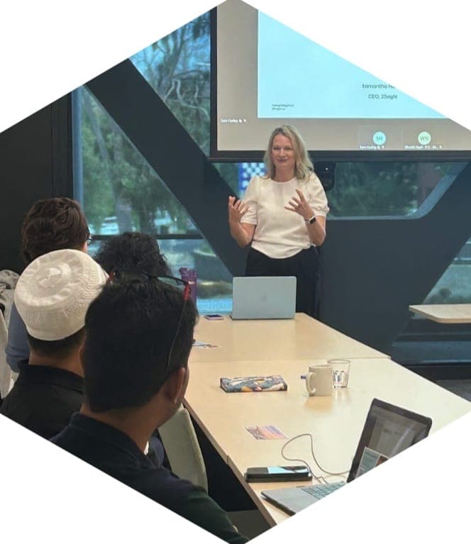 Sam Hurley presenting to the Geelong cohort