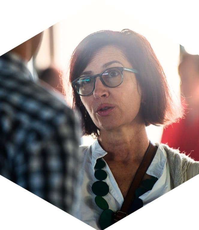 An owner in conversation at a 25eight session in Footscray